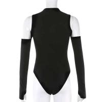 Mono de manga larga con cuello medio alto para mujer, hombros descubiertos, color sólido, moda de alta gama - details 10