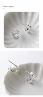 Pendientes de Doble Concha Irregular de Plata Esterlina S925 Joyería de Moda Sin Alergias para Mujeres Gift de Joyería de Metal - details 4