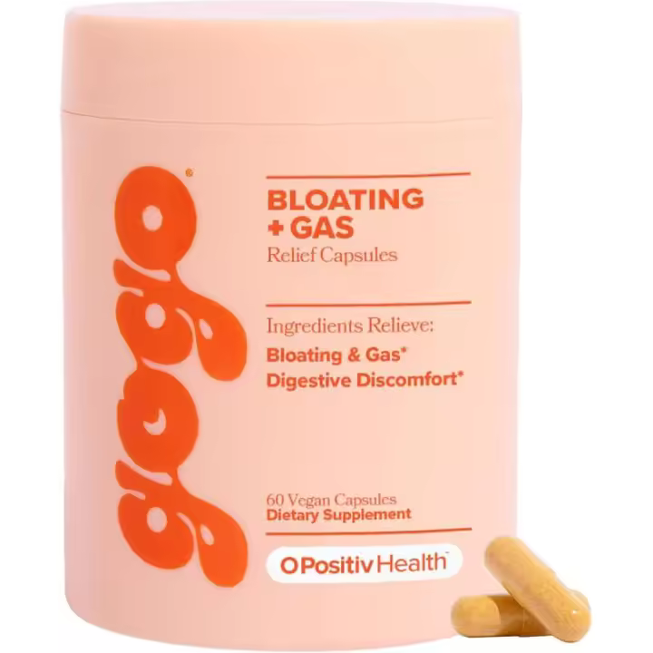 O Positiv GOGO Enzimas digestivas para la hinchazón, retención de agua, suplementos para aliviar los gases con bromelina, raíz de jengibre y cardo mariano - 1