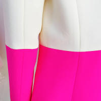 Conjunto de pantalón de oficina de dos piezas de talla grande con parches de color, blazer de un solo botón y pantalón acampanad - details 6