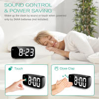 ORIA-Reloj Despertador Digital LED con Control de voz, Despertador de escritorio con pantalla de temperatura y tiempo de repetición, modo nocturno - details 9