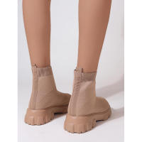 Zapatos de cuña informales ligeros hasta el tobillo para mujer de marca, botas de plataforma de media pantorrilla con calcetín de punto, invierno - details 3