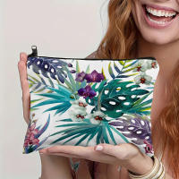 Bolso De Maquillaje Portátil De Viaje Estampado De Hoja Tropical Bolso De Almacenamiento Para Cosméticos Estilo Fashion Cierre De Cremallera Material De Poliéster - details 1