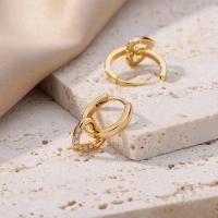 Pendientes de mujer con corazón de circonita hueca, Pendientes de oro con corazón de acero inoxidable, Joyas de lujo para parejas de novios, Regalos - details 4