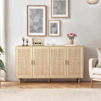 Elegante y Funcional Gabinete de Almacenamiento de Ratán de 4 Puertas 158CM - details 7