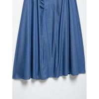 BUNO-vestido Midi plisado azul vaquero a la moda con lazo y espalda descubierta para mujer, vestido Vintage sin mangas con cuello redondo, vestidos elegantes para mujer - details 5