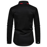 Camisa de Cuadros a Rayas para Hombres Negocios Casuales con Estilo Social Material de Poliéster - details 12