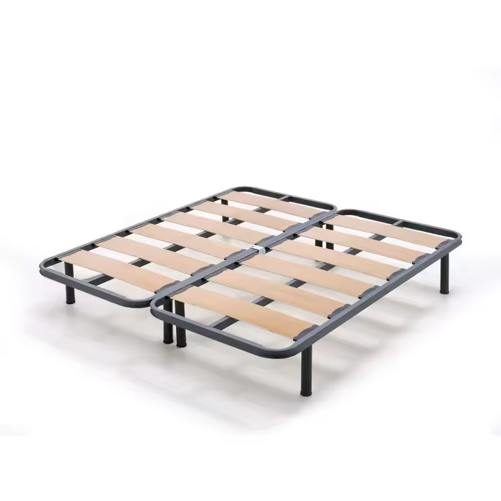 Cama de Acero anti-ruido reforzada 40x30 + Patas Cilíndricas de 32cm 2 Somieres de 90cm con Abrazaderas - 1