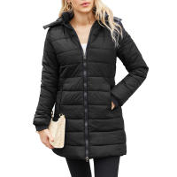 Chaqueta larga acolchada con capucha para mujer, abrigo ligero resistente al agua - details 2