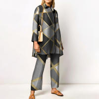 Conjunto de 2 piezas con estampado de Pamas para mujer, ropa de dormir holgada, pantalones de manga larga, ropa de calle, traje elegante, Vintage, otoño - details 29