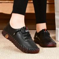 Zapatillas De deporte Mocasines De cuero para Mujer Cómodos Slip on Hand SeThread Mom Shoes atillas De Mujer - details 5