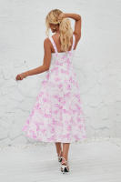 Vestido midi de satén con tirantes finos para mujer, abertura frontal, hueco - details 44