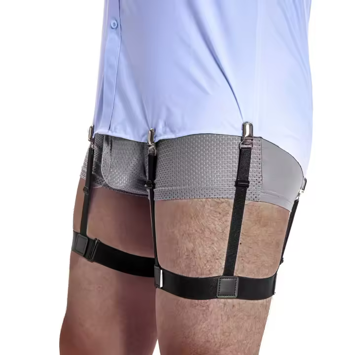 Liguero de camisa elástico ajustable para hombres, soporte de camisas con abrazaderas de bloqueo antideslizantes para policía y militar - 1