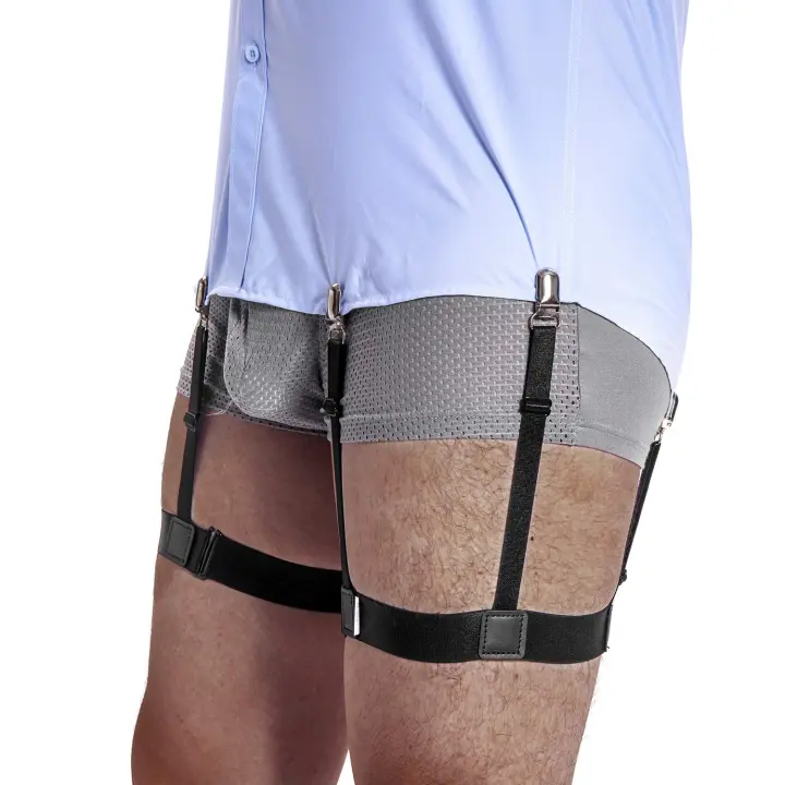 Liguero de camisa elástico ajustable para hombres, soporte de camisas con abrazaderas de bloqueo antideslizantes para policía y militar - 1