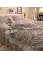 Conjunto de Rifleado de Seda de Luca Rosa Funda de Edredón Ligera Suave de Alternativa de Plumífero Gris con Escritorio de Cama y Fundas de Almohada - details 2