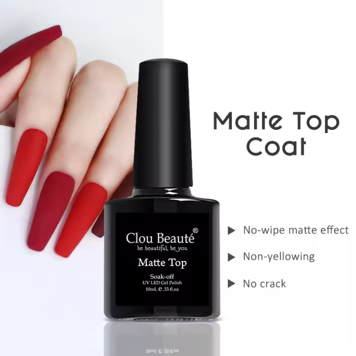 Esmalte de Uñas Clou Beaute Mate Terciopelo Top Coat Semi-permanente con Base de Goma Fuerte Sin Ácido para Gel Esmalte de Uñas Primer Gel de Flores - 1