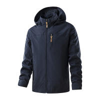 Chaqueta con Capucha Sólida Resistente al Viento Moda Casual para Hombres - details 1