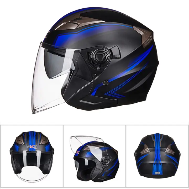 Casco de moto unisex de media cara y doble lente, protección moderna para la cabeza en moto para todas las estaciones - 1