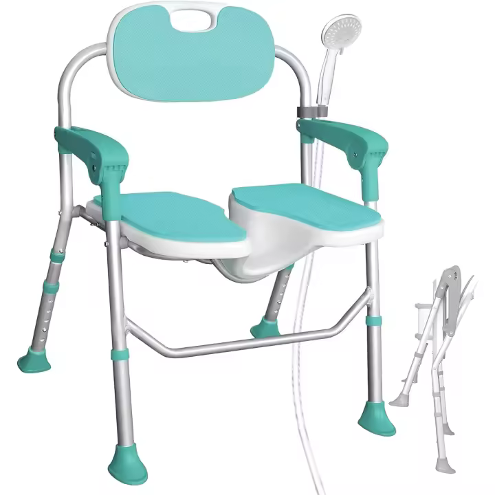 Silla de Baño Plegable 3D Antideslizante, Altura Ajustable, Diseño Cóncavo para Ancianos y Discapacitados - 1
