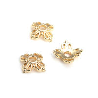 50 Uds. De cuentas redondas de latón de Color dorado de 18K, tapas de hojas de árbol y flores, suministros para hacer cuentas de joyería, accesorios Diy - details 6