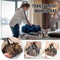 Bolsa de almacenamiento para lavado de baño, maquillaje, separación en seco y húmedo, resistente al desgaste, impermeable, transparente, Simple, de doble capa - details 1
