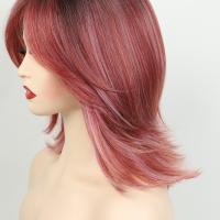 Pelucas en capas ombré gris oscuro con flequillo, extensión de cabello, peluca Bob en capas recta falsa, cabello sintético corto transpirable destacado - details 13