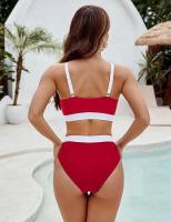 Traje de baño de dos piezas con bloques de color para mujer Bikini sexy con control de barriga y cintura - details 22