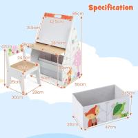 Juego de mesa para niños con silla, juego de mesa 3 en 1 con pizarra para pintar y espacio de almacenamiento, juego de escritorio infantil de madera (blanco) - details 2