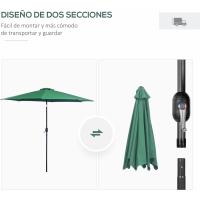 Parasol de Jardín con Manivela Ø295x250 cm Inclinable y Desmontable de Metal para Balcón, Piscina, Patio - details 49