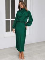 Primavera Verano nuevo vestido de manga larga de satén de gama alta vestido de noche elegante para mujer ropa de fiesta vestidos de celebridades - details 9