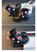 Botas de algodón informales para niñas, botines de PU británico, color rosa suave con cremallera lateral, a la moda, Otoño e Invierno - details 3