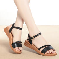 Sandalias Planas de Cuero Genuino para Mujer Estilo Europeo Nuevo Cerrado con Gancho y Bucle - details 6
