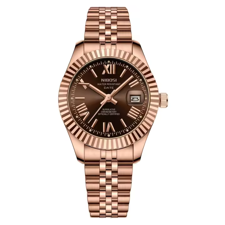 Reloj de Pulsera de Cuarzo Analógico NIBOSI Resistente al Agua, Diseño Delicado, Oro, Acero Inoxidable para Mujeres - 1