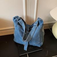 Bolso de hombro de lona vaquera, bolso Vintage con correa y hebilla, estilo callejero, Color sólido, gran capacidad, bolso de mano sencillo para estudiantes - details 13