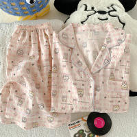 Pijama de Perro Feliz 2025 Algodón Nuboso Manga Corta Moda de Verano de Alta Gama para Mujeres - details 6