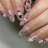 Juego De 24 Uñas Postizas En Arco Iris Y Gradient Long Pointed Acrílicas Removibles Estilo Francés Cobertura Total Para Fiesta - details 19