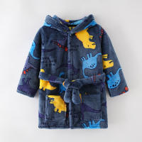 Albornoz con capucha de manga larga para niños, bata con estampado de dibujos animados, ropa de dormir para niños y niñas, invierno y otoño - details 4