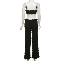 BUNO-Chándal de verano para mujer, Tops cortos deportivos informales sexis sin mangas + Leggings fruncidos de cintura alta, ropa de calle firme a juego - details 12