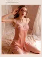 Pijamas de encaje sexy satén de seda de verano para mujer, nuevo conjunto de camisón de camisón con tirantes de alta gama modelos de verano - details 24