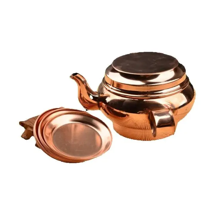 Tetera Duoma de cobre rojo de 10cm de diámetro/productos tibetanos/taza de agua bendita, botella del tesoro, botella limpia con 7 platos disponibles para - 1