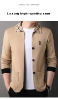 Cárdigan de punto de solapa de manga larga para hombre con diseño de bordado de letras de otoño e invierno, chaqueta suéter informal - details 1