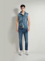 Chaleco vaquero de algodón de moda retro primavera-verano para hombre con correas, sin mangas, tela a máquina - details 1