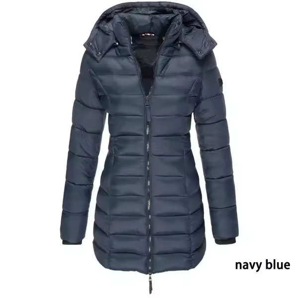 Abrigo largo recto para mujer, Parka ajustada de plumón, chaquetas informales elegantes con capucha, abrigos de nieve, prendas de vestir de moda, Invierno - 1
