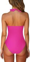 Traje de baño sexy de una pieza con lazo en el cuello y espalda cruzada para mujer - details 4