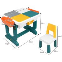 infantil con sillas para niños, juegos multiusos con espacio almacenamiento, doble cara, actividas multifuncional (con bloques de construcción) - details 1