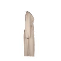 Vestido de manga larga con cuello en V para mujer, vestido dividido, línea A, color albaricoque, Surplice, otoño - details 11