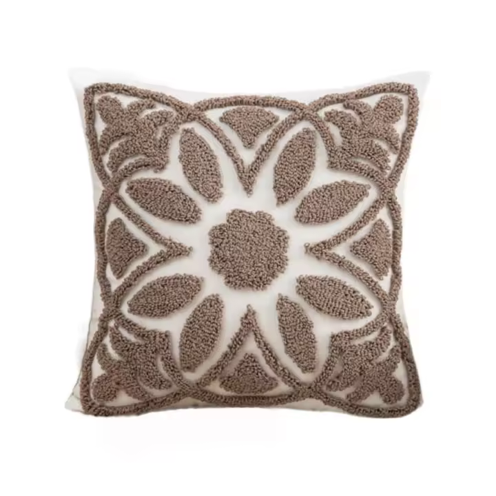 Funda de almohada con estampado de flores de estilo bohemio, funda de almohada cuadrada con flores bordadas, funda de cojín suave de 45x45cm - 1
