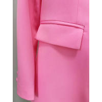 Conjunto de Traje Blazer de Dos Piezas Rosa Talla Grande, Top de Botón, Pantalón Lápiz para Oficina - details 5