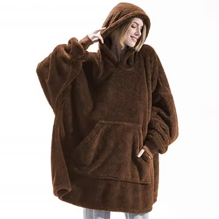 Sudadera De Punto De Lana Doble Cara Para Mujer Y Hombre Abrigo Cálido Con Bolsillos Grandes Estilo Básico De Invierno - 1
