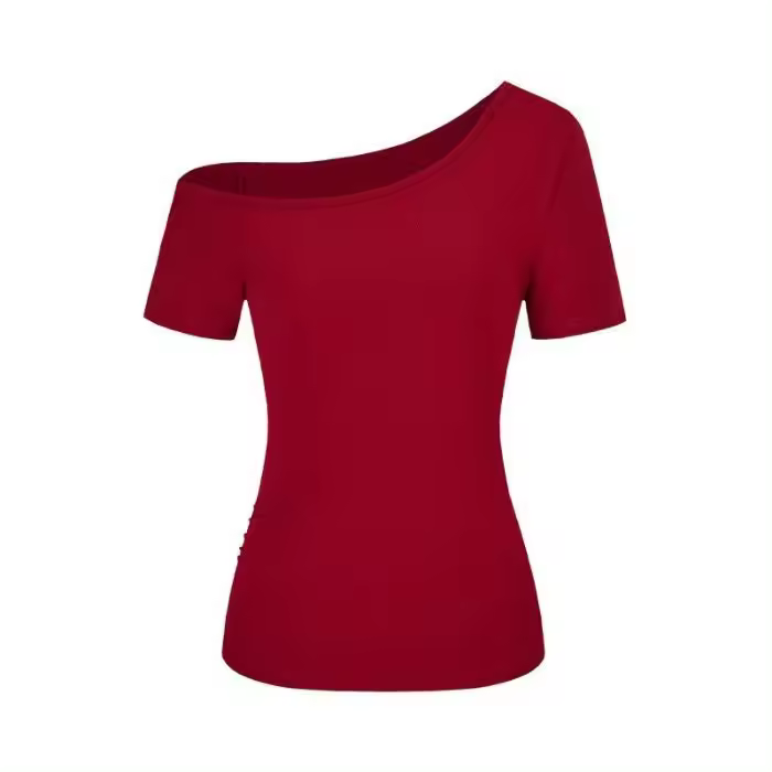 Camiseta de Color sólido para mujer, camiseta básica informal de manga corta para uso diario, ropa de mujer para todas las estaciones, camisetas para mujer - 1